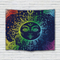 Sun Face Kleurrijke wandtapijten Mandala muur opknoping Indische Hippie Boheemse psychedelische Mystieke wandtapijten Home Decro