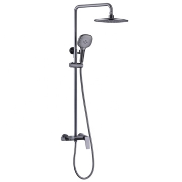 Modern Gray Wall-Mounted Rain Shower Set - Brass Bathroom Fixture