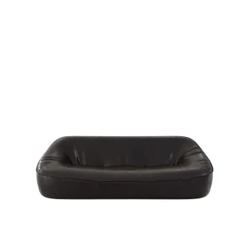 YUANF SERIES Light Walnut Full - Grain Leather Sofa - Mid - Century Heritage Style