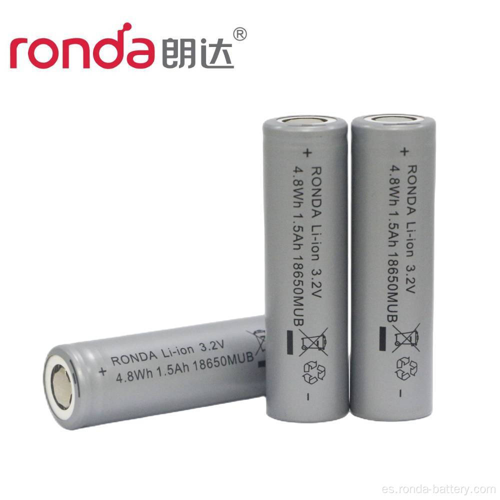 IFR18650-1500mAh 3.2V Batería cilíndrica de LifePO4