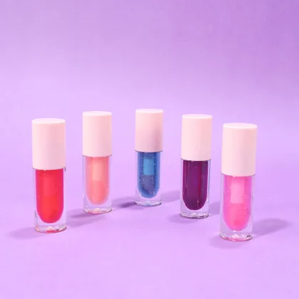 Custom Logo Wholesale Cosmetics: 5-Color Hydrating Lip Plumper, Fruit-Favored Glossy Clear Lip Oil