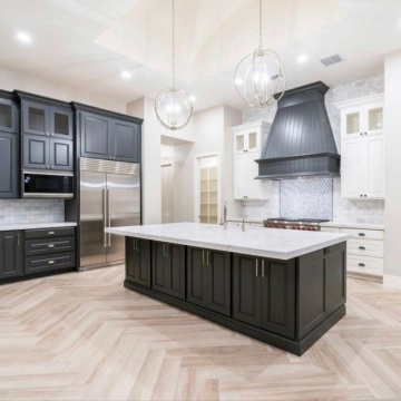 Luxury Stone Kitchen Counter with Sink and Wooden Bar Dining Island