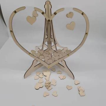 Creative Wooden Heart Wedding Sign-in Desk for Guest Signature Ornament