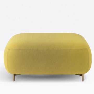 Modern Velvet Upholstery Square Ottoman with Metal Stainless Steel Legs