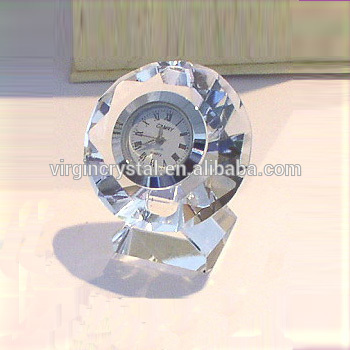 Crystal diamond table clock with clear base for gifts