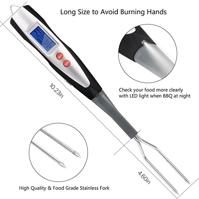 Instant Read BBQ Fork with Thermometer for Kitchen Cooking