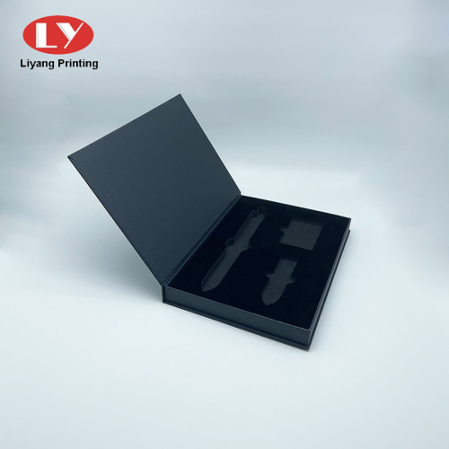 Box de papel impreso de aluminio negro para envases de reloj