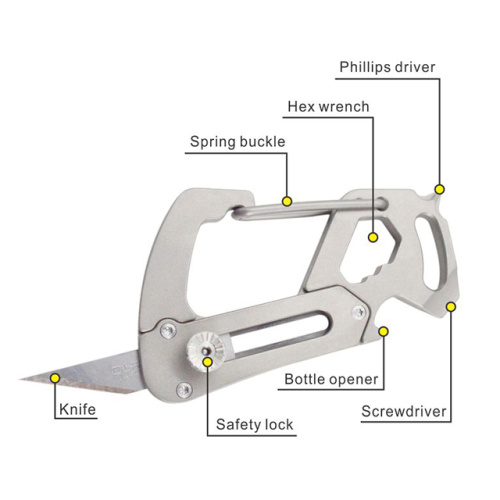 Quick Release Multifunctional Titanium Carabiner With Knife