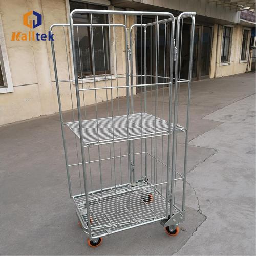 Mobile Logistics Trolley 3 Sides Metal Mobile Roll Storage Container Supplier