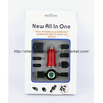 New design  Retractable Car Charger Kit(6IN1) for moile phone,GPS