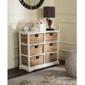 Clothes Wooden Cabinets 6 Wicker Basket Storage Chest