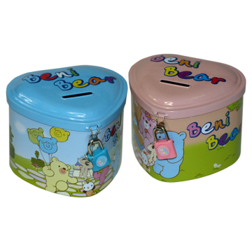 Heart tin coin bank
