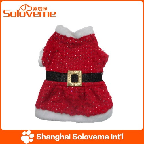 Hot Selling Cute Dog Sequin Santa Costume Dog Apparel Products