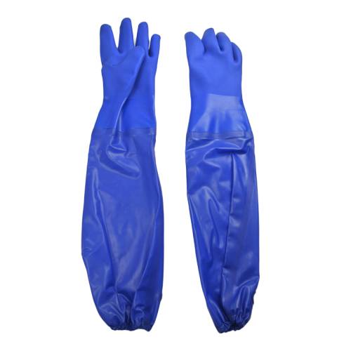Niebieskie zanurzone rękawiczki z wzmocnionym mankietem