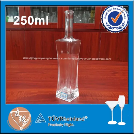Heavy base top quality clear glass 250ml weight empty wine bottle
