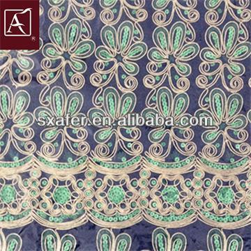 Sequin and Cord Embroidery mesh fabric Design