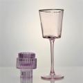 ανάγλυφη κρυστάλλινη σαμπάνια γυαλί ροζ χρωματιστό ποτήρι κρασί