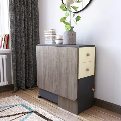 Linsy Modern Wooden Folding Dining Table Set with Chairs LS059R1