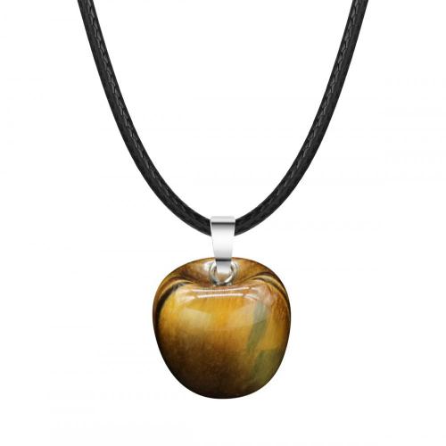 3D Tiger Eye Apple Pendant Necklace for Women Girls