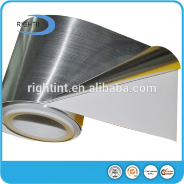 25micron silver brushed PET economical metallic adhesive paper