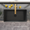 America Modern Black Rectangular Kitchen Sink: Farmhouse Style with Refractory Fireclay Stripes - 33 Inch