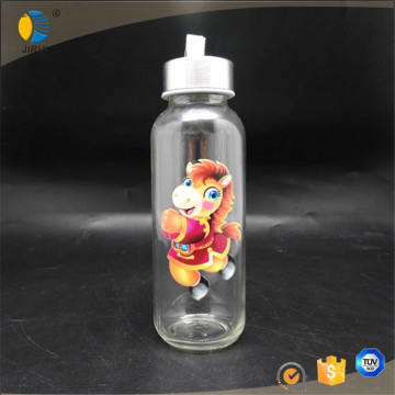 300ml colourful glass water sport bottle with lids