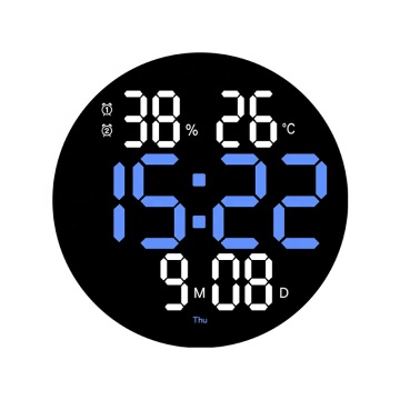 Horloge murale LED moderne avec température, humidité et alarme