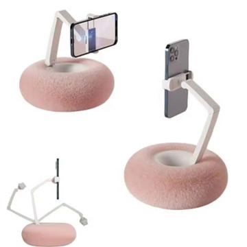 360 Degree Rotating Phone Holder: Plush Pillow Phone Tablet Bracket for Desk