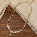 Inlay Pearl Zircon Fashion 18k Gold Plated Necklace