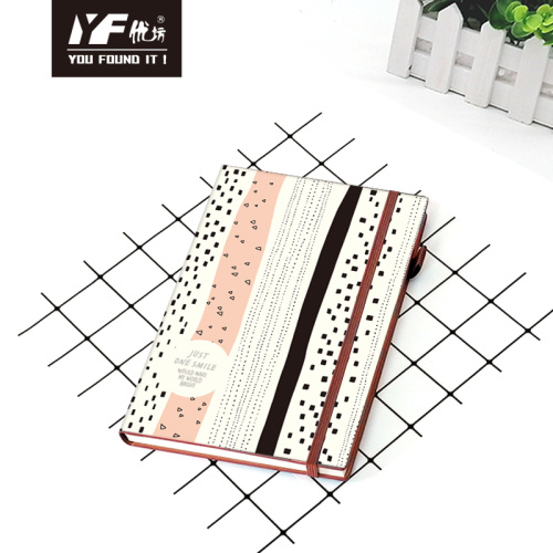 Custom Geometric figure style PU leather notebook with elastic strap hardcover diary