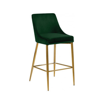 Luxury Gold Stainless Steel Legs High Back Dark Green Velvet Bar Stool SP-BS152