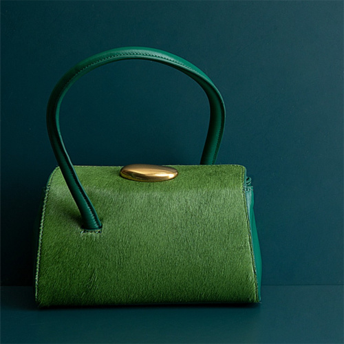 Cowhide and Horsehair Green Noble Handbag