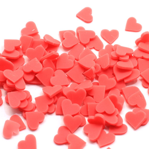 8mm Pure Red Peach Heart Slice Ultrasottile Slime Materiale di riempimento Decorazione Gioielli che fanno accessorio