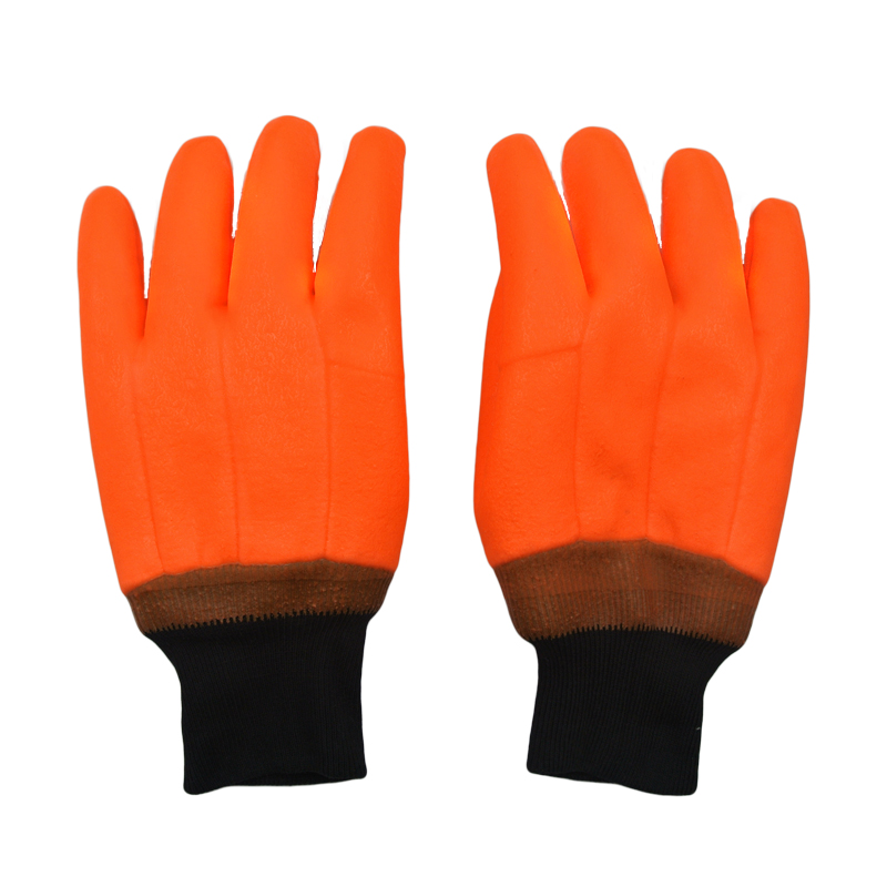 Флуоресцентные оранжевые перчатки с покрытием из ПВХ песчаная отделка