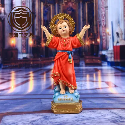 8-inch Catholic Divine Child Statue: A Resin Sculpture, Decoration, and Religious Gift Featuring the Divine Child on a Base