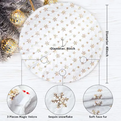 High Grade Long White Plush Christmas Tree Skirt for Ornament Decoration