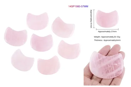 Gemstone 60MM Cat Head Gua Sha Board Natural Rose Quartz Facial Beauty Massager Crescent Moon Small Cat Crystal Gua Sha Board
