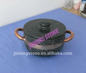 Stone Bean Pot with Lid/ Granite Pot with Handle/ Stone Kitchenware& Cookware