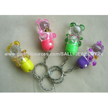 Wholesale Cute Bear LED Keychains, Great Gifts for Children, OEM Orders are Welcome