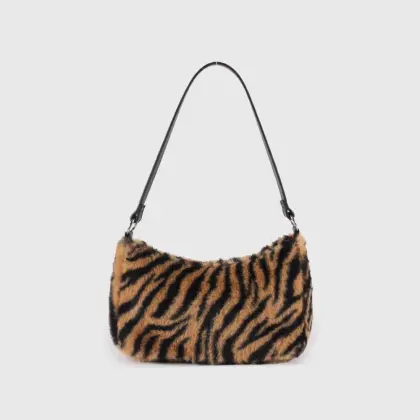 Faux Fur Animal Print Shoulder Bags for Women