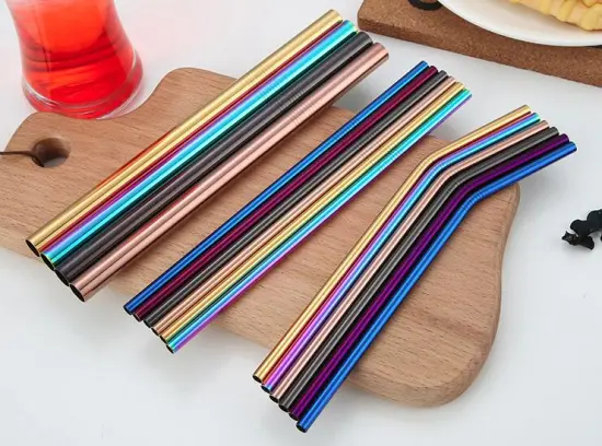 Multicolor Shiny 304 Stainless Steel Metal Straw