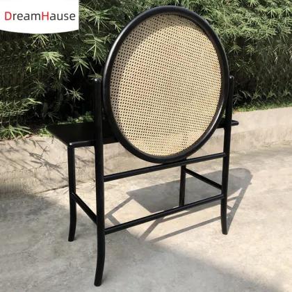 Nordic Solid Wood Rattan Dresser Desk