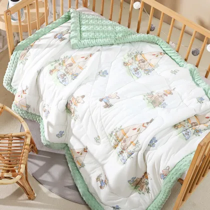 Factory Direct Baby Blanket: Knit Swaddle Quilt with Minky Dot Print