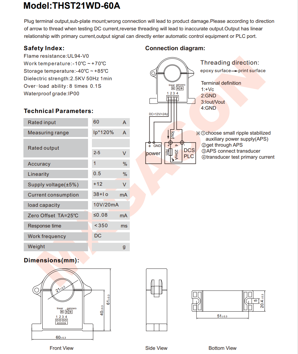 Mini Hall Effect Current Transformer 400/5a Current Sensor, High