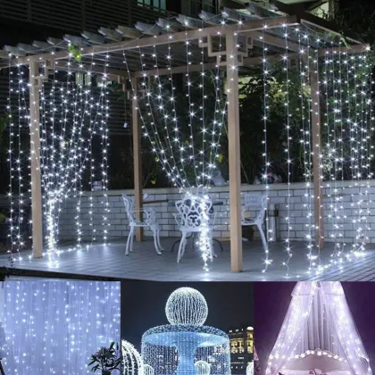 Waterproof LED Christmas Curtain Lights - Wedding & Holiday Decorative Lighting