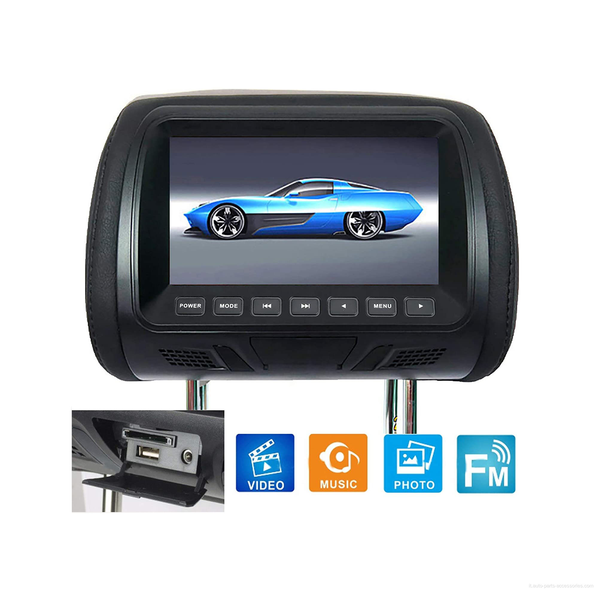 Auto poggiatesta da 7 pollici input video USB