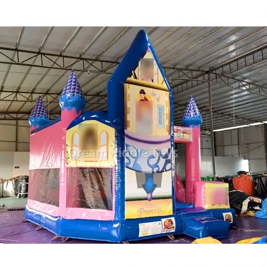 Princess Pink Inflatable Bouncy Castle with Slide for Girls' Outdoor Party
