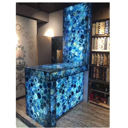 Chinese Transparent Natural Blue Agate Slab