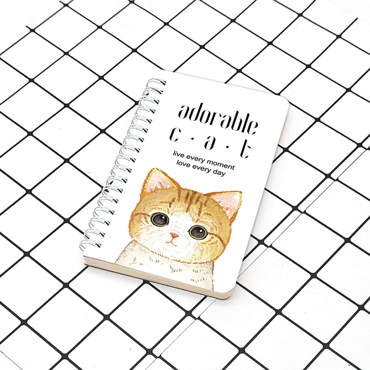 Caderno espiral transversal pequeno estilo gato adorável personalizado