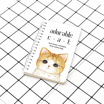 Personalizado adorable gato estilo pequeño cuaderno de espiral transversal